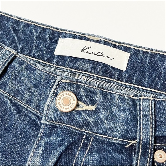 KanCan Bernice High Rise Boyfriend Jeans 3 25 distressed ripped raw hem dark - Picture 8 of 15